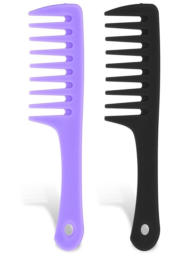 Styquenzer Mini Hair Comb Set, 2 Pack Small Wide Tooth Detangling Brush for Women Portable Travel Shower Comb Plastic Mini Curly Hair Brush Small Shower Combs for Long Short Hairs Wet or Dry (Black, Purple) - Image 1